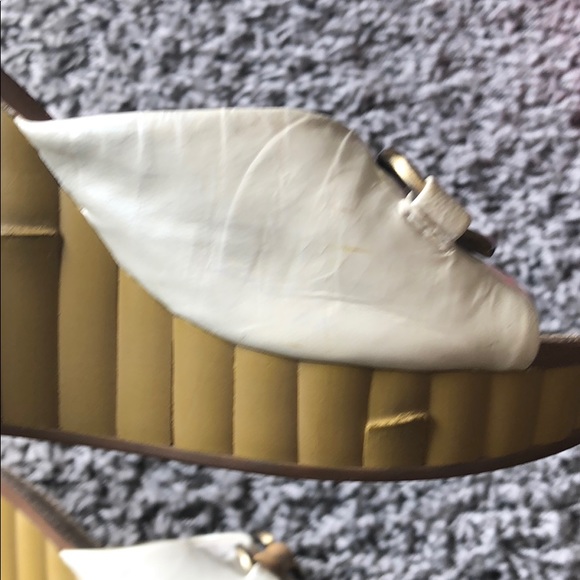 Linea Paolo faux bamboo & pearl ivory wedge sz 7.5 - Picture 3 of 6